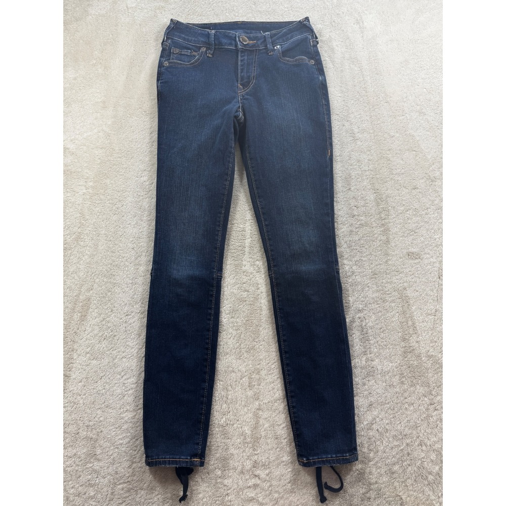 True Religion Womens Jennie Curvy Lace Up Mid Rise Skinny Jeans 24 Meas: 23x26.5
